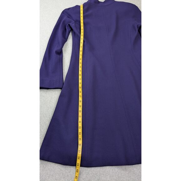 Jones New York Vintage Purple Dress 10 Worsted Wool Gold Buttons A-Line USA - Picture 15 of 16